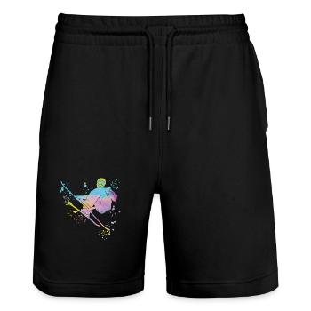 Alpine skiing Winter sports Nordic skiing - Stanley/Stella Trainer Unisex Organic Jogging Shorts - black - Front - Nik (191cm) & Marisol (170cm)