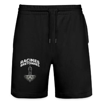 Brittany Breton Roots Triskell Identity - Stanley/Stella Trainer Unisex Organic Jogging Shorts - black - Front - Nik (191cm) & Marisol (170cm)