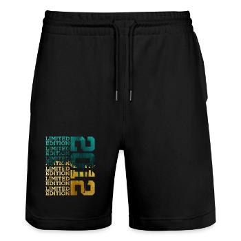 LIMITED EDITION 2012 14 YEARS 14TH BIRTHDAY - Stanley/Stella Trainer Unisex Organic Jogging Shorts - black - Front - Nik (191cm) & Marisol (170cm)