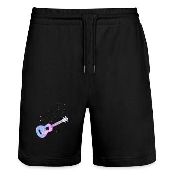 Aquarelle ukulélé hawaïen - Short de jogging bio TRAINER Stanley/Stella unisexe - noir - Devant - Nik (191cm) & Marisol (170cm)