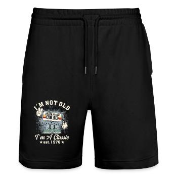 I ́m Not Old I ́m Classic 50th Birthday 2026 Retro - Stanley/Stella Trainer Unisex Organic Jogging Shorts - black - Front - Nik (191cm) & Marisol (170cm)
