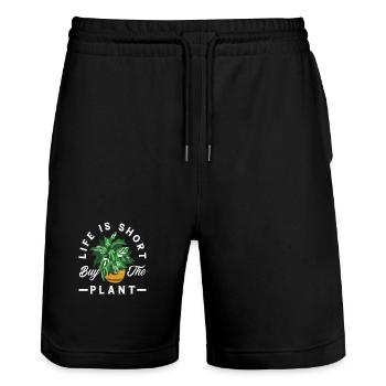 Pflanzenliebhaber Sukkulente Gartenarbeit - Stanley/Stella Unisex Bio Joggingshorts Trainer  - Schwarz - Vorne - Nik (191cm) & Marisol (170cm)