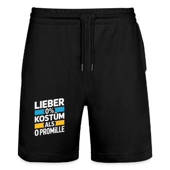Better 0% costume than 0 per mille booze carnival - Stanley/Stella Trainer Unisex Organic Jogging Shorts - black - Front - Nik (191cm) & Marisol (170cm)