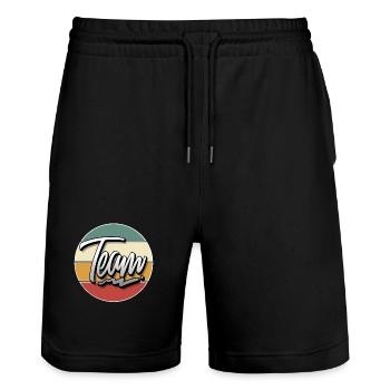 Équipe - Short de jogging bio TRAINER Stanley/Stella unisexe - noir - Devant - Nik (191cm) & Marisol (170cm)
