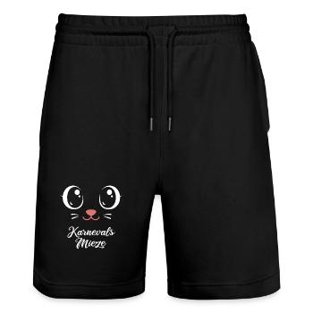 Karnevals Mieze | Big Face Kostüm Verkleidung - Stanley/Stella Unisex Bio Joggingshorts Trainer  - Schwarz - Vorne - Nik (191cm) & Marisol (170cm)
