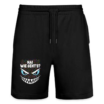 Hai, wie geht's? | Kostüm, Karneval, Verkleidung - Stanley/Stella Unisex Bio Joggingshorts Trainer  - Schwarz - Vorne - Nik (191cm) & Marisol (170cm)