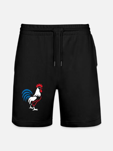 Vibrant blue red rooster - Stanley/Stella Trainer Unisex Organic Jogging Shorts - black