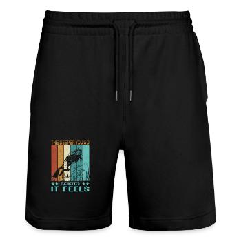 DIVE Diver Outfit - Scuba Diving Retro Look - Stanley/Stella Trainer Unisex Organic Jogging Shorts - black - Front - Nik (191cm) & Marisol (170cm)