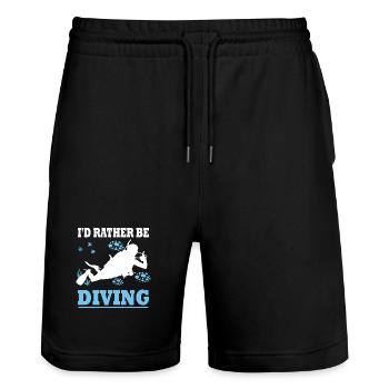 I'd rather be diving - Diver Saying Gift - Stanley/Stella Trainer Unisex Organic Jogging Shorts - black - Front - Nik (191cm) & Marisol (170cm)