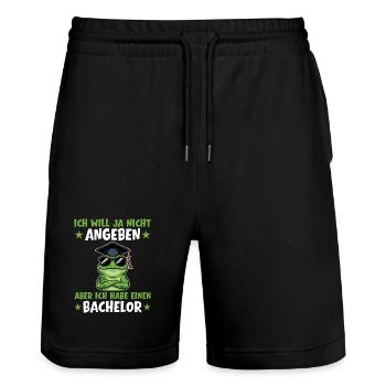 Bachelor's exam passed frog degree - Stanley/Stella Trainer Unisex Organic Jogging Shorts - black - Front - Nik (191cm) & Marisol (170cm)