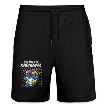 Ich bin ein Karneval - Stanley/Stella Unisex Bio Joggingshorts Trainer  - Schwarz - Vorne - Nik (191cm) & Marisol (170cm)