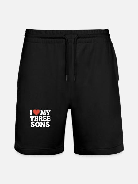 I love my three sons - Stanley/Stella Trainer Unisex Organic Jogging Shorts - black