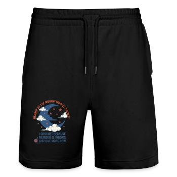 Midnight Crochet Society I Crochet Because Murder - Stanley/Stella Unisex Bio Joggingshorts Trainer  - Schwarz - Vorne - Nik (191cm) & Marisol (170cm)