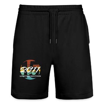15. Geburtstag 2011 Jungen und Mädchen Geschenk - Stanley/Stella Unisex Bio Joggingshorts Trainer  - Schwarz - Vorne - Nik (191cm) & Marisol (170cm)