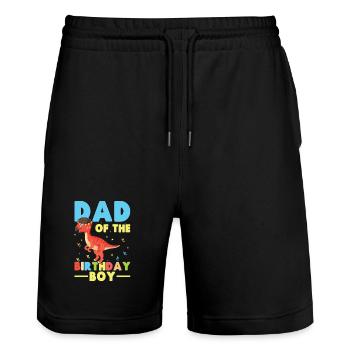  Pachycephalosaurus Dad Birthday Boy - Stanley/Stella Trainer Unisex Organic Jogging Shorts - black - Front - Nik (191cm) & Marisol (170cm)