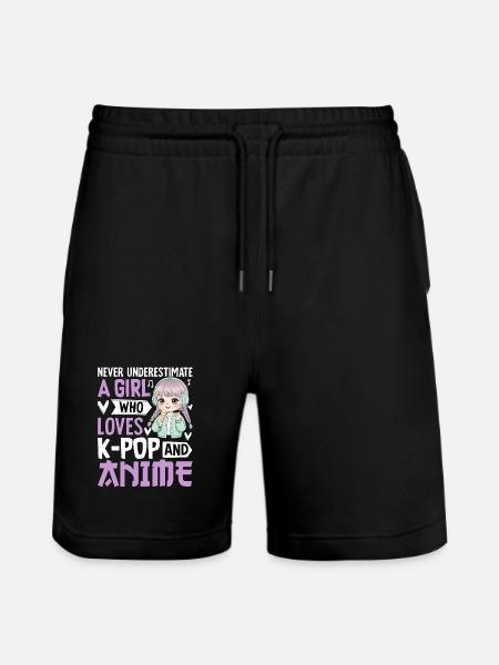 Never Underestimate Girl Who Loves K-Pop And Anime - Stanley/Stella Trainer Unisex Organic Jogging Shorts - black