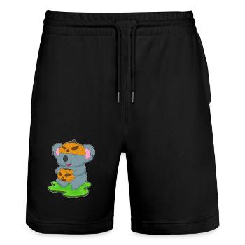 Koala Halloween Pumpkin - Short de jogging bio TRAINER Stanley/Stella unisexe - noir - Devant - Nik (191cm) & Marisol (170cm)