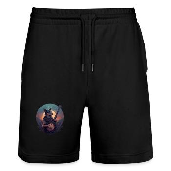 Chien jouant du banjo - Short de jogging bio TRAINER Stanley/Stella unisexe - noir - Devant - Nik (191cm) & Marisol (170cm)