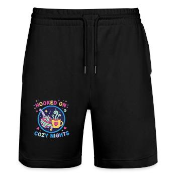 Accro aux nuits douillettes Amant du crochet Drôle - Short de jogging bio TRAINER Stanley/Stella unisexe - noir - Devant - Nik (191cm) & Marisol (170cm)