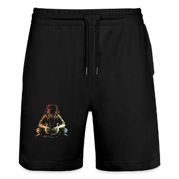 Joueur - Short de jogging bio TRAINER Stanley/Stella unisexe - noir - Devant - Nik (191cm) & Marisol (170cm)