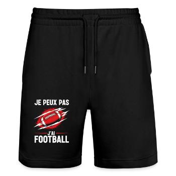 Je ne peux pas – humour footballistique - Short de jogging bio TRAINER Stanley/Stella unisexe - noir - Devant - Nik (191cm) & Marisol (170cm)