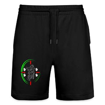 T-shirt souvenir Quattro mori Sardaigne avec carte - Short de jogging bio TRAINER Stanley/Stella unisexe - noir - Devant - Nik (191cm) & Marisol (170cm)