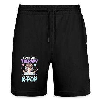 I Don't Need Therapy I Just Need To Listen K Pop - Stanley/Stella Trainer Unisex Organic Jogging Shorts - black - Front - Nik (191cm) & Marisol (170cm)
