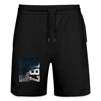 LIMITED EDITION 1987 39 JAHRE 39. GEBURTSTAG - Stanley/Stella Unisex Bio Joggingshorts Trainer  - Schwarz - Vorne - Nik (191cm) & Marisol (170cm)