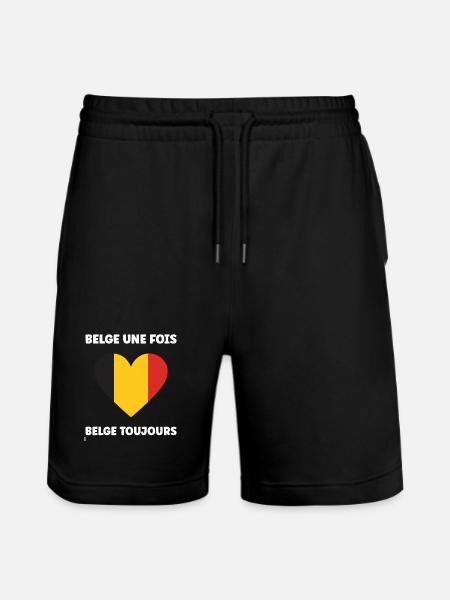 Belgische Herz-Trikolore - Stanley/Stella Unisex Bio Joggingshorts Trainer - Schwarz