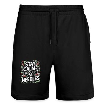 ER Nurse Stay Calm I Brought The Medical Worker - Stanley/Stella Trainer Unisex Organic Jogging Shorts - black - Front - Nik (191cm) & Marisol (170cm)