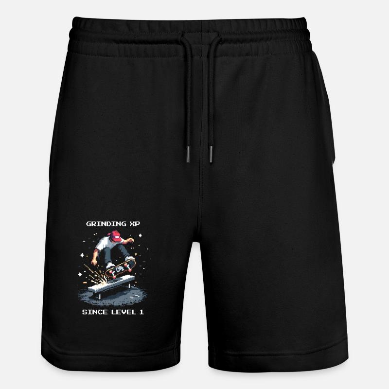 Grinding XP seit Level 1 | Skateboard - Stanley/Stella Unisex Bio Joggingshorts Trainer  - Schwarz