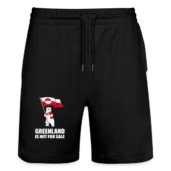 Greenland No to the Bear Sale - Stanley/Stella Trainer Unisex Organic Jogging Shorts - black - Front - Nik (191cm) & Marisol (170cm)