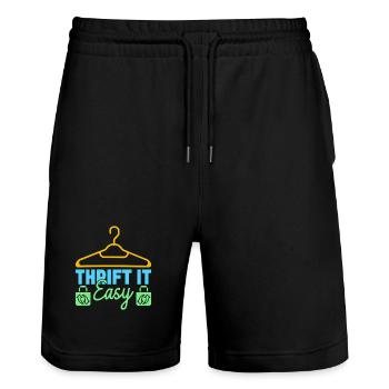 Thrift Shopper Thrift It Easy Thrift Store - Stanley/Stella Unisex Bio Joggingshorts Trainer  - Schwarz - Vorne - Nik (191cm) & Marisol (170cm)