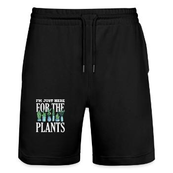 Les amateurs de plantes sont uniquement ici pour les plantes - Short de jogging bio TRAINER Stanley/Stella unisexe - noir - Devant - Nik (191cm) & Marisol (170cm)