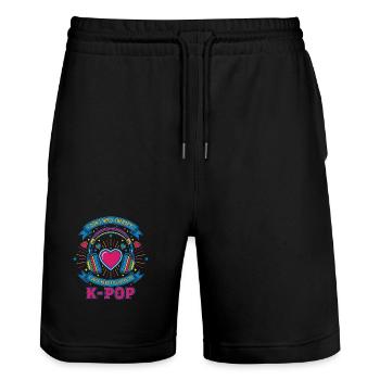 Ich brauche keine Therapie, ich muss einfach K-Pop hören - Stanley/Stella Unisex Bio Joggingshorts Trainer  - Schwarz - Vorne - Nik (191cm) & Marisol (170cm)