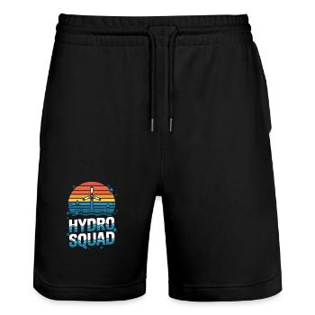 Équipe hydroélectrique Hydro Squad Énergie renouvelable - Short de jogging bio TRAINER Stanley/Stella unisexe - noir - Devant - Nik (191cm) & Marisol (170cm)