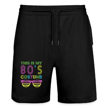 Style 80s Retro Party Outfit 80s - Stanley/Stella Trainer Unisex Organic Jogging Shorts - black - Front - Nik (191cm) & Marisol (170cm)