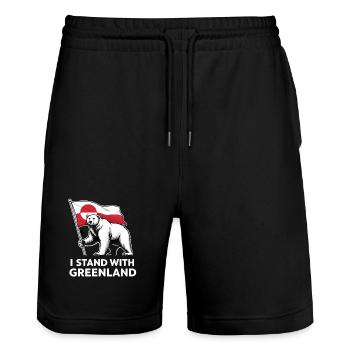Drapeau de l’ours polaire du Groenland - Short de jogging bio TRAINER Stanley/Stella unisexe - noir - Devant - Nik (191cm) & Marisol (170cm)