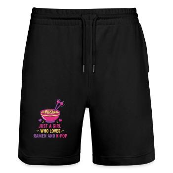 Nur ein Mädchen, das Ramen und koreanische K-Pop-Musik liebt - Stanley/Stella Unisex Bio Joggingshorts Trainer  - Schwarz - Vorne - Nik (191cm) & Marisol (170cm)