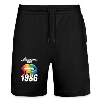 Rainbow Lips 1986 - Short de jogging bio TRAINER Stanley/Stella unisexe - noir - Devant - Nik (191cm) & Marisol (170cm)