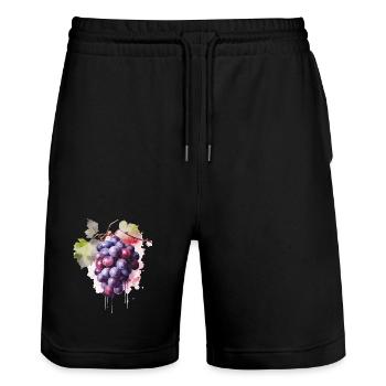 Grapes Watercolor - Stanley/Stella Trainer Unisex Organic Jogging Shorts - black - Front - Nik (191cm) & Marisol (170cm)