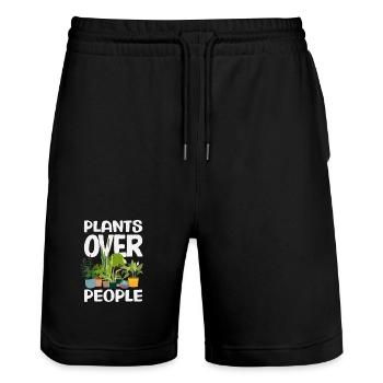 Pflanzenliebhaber Over People Succulent Pflanze - Stanley/Stella Unisex Bio Joggingshorts Trainer  - Schwarz - Vorne - Nik (191cm) & Marisol (170cm)
