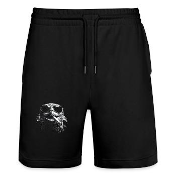 Turtle with sunglasses and cigarette - Stanley/Stella Trainer Unisex Organic Jogging Shorts - black - Front - Nik (191cm) & Marisol (170cm)