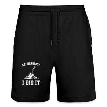 Archäologie Ich gräbe es Kellen aus - Stanley/Stella Unisex Bio Joggingshorts Trainer  - Schwarz - Vorne - Nik (191cm) & Marisol (170cm)
