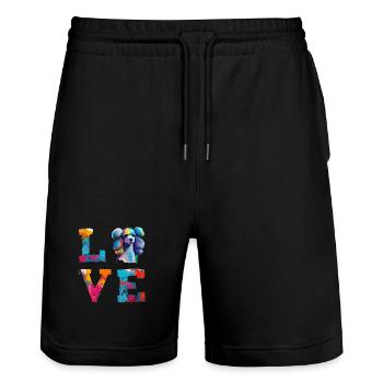 Caniche coloré Pop Art Love Dog Lover Design - Short de jogging bio TRAINER Stanley/Stella unisexe - noir - Devant - Nik (191cm) & Marisol (170cm)