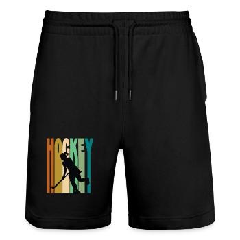 Hockey sur gazon féminin rétro vintage - Short de jogging bio TRAINER Stanley/Stella unisexe - noir - Devant - Nik (191cm) & Marisol (170cm)
