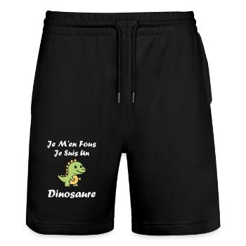 Dino Tendre: Je suis un Dinosaure - Short de jogging bio TRAINER Stanley/Stella unisexe - noir - Devant - Nik (191cm) & Marisol (170cm)