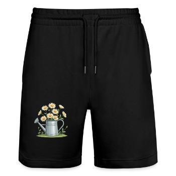 Gänseblümchen in der Gießkanne - Stanley/Stella Unisex Bio Joggingshorts Trainer  - Schwarz - Vorne - Nik (191cm) & Marisol (170cm)
