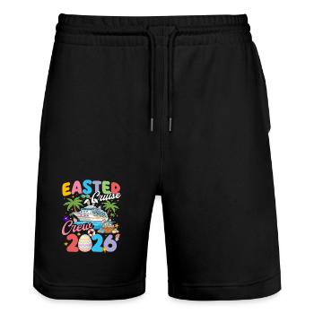 Easter Cruise Crew 2026 Family Trip Fun - Stanley/Stella Trainer Unisex Organic Jogging Shorts - black - Front - Nik (191cm) & Marisol (170cm)