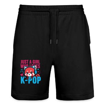 Einfach ein Mädchen, das K-Pop koreanische Musik liebt K-Pop-Fans - Stanley/Stella Unisex Bio Joggingshorts Trainer  - Schwarz - Vorne - Nik (191cm) & Marisol (170cm)